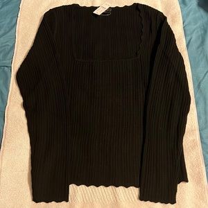 J Crew Scalloped Squareneck pointelle sweater